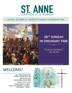 October 11, 2020 Bulletin - St. Anne Catholic Church